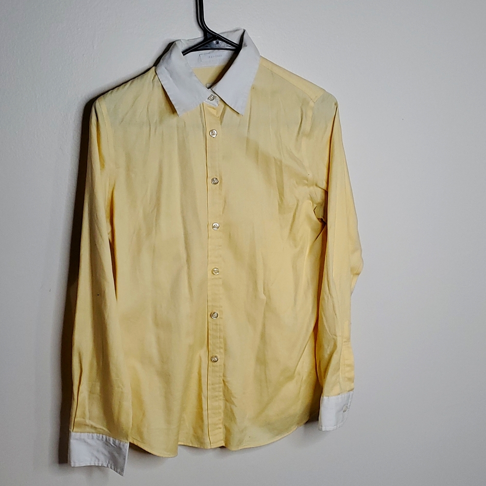 Yellow button down top